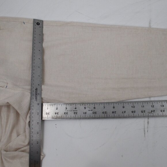 Alexander McQueen Pants Womens 42 Cropped Capri linen cuffed Mid Rise Cream - Picture 7 of 13